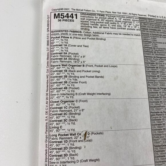 McCall's Crafts M5441 Apron Kitchen Essentials Sewing Pattern Organizer UNCUT FF - Picture 7 of 11